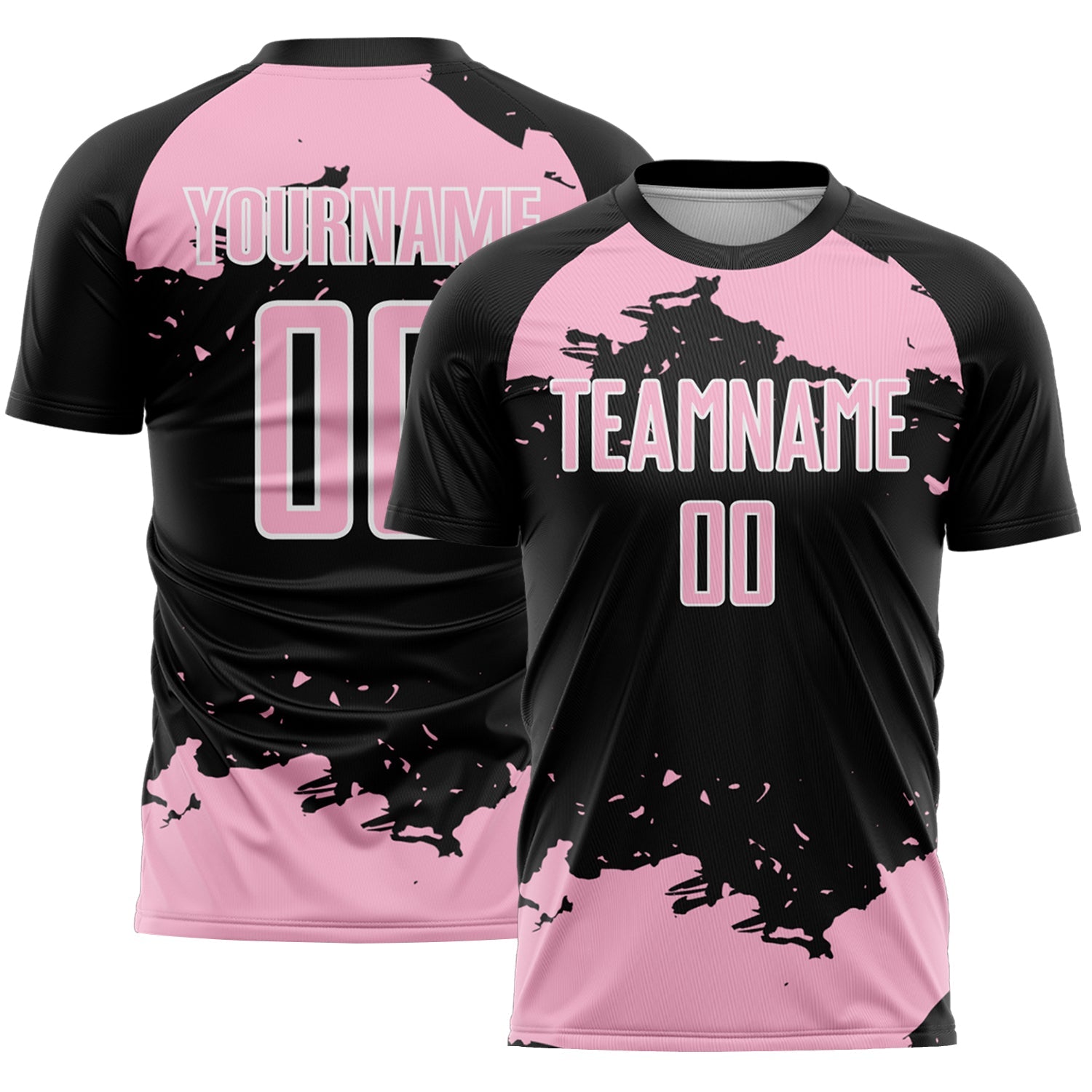Custom Black Light Pink-White Abstract Fragment Art Sublimation Soccer Uniform Jersey