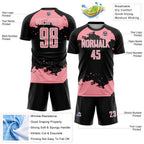 Custom Black Medium Pink-White Abstract Fragment Art Sublimation Soccer Uniform Jersey
