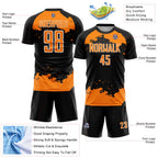 Custom Black Bay Orange-White Abstract Fragment Art Sublimation Soccer Uniform Jersey