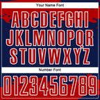 Custom Navy Red-White Abstract Fragment Art Sublimation Soccer Uniform Jersey