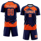 Custom Navy Orange-White Abstract Fragment Art Sublimation Soccer Uniform Jersey