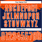 Custom Navy Orange-White Abstract Fragment Art Sublimation Soccer Uniform Jersey