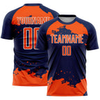 Custom Navy Orange-White Abstract Fragment Art Sublimation Soccer Uniform Jersey