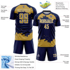 Custom Navy Old Gold-White Abstract Fragment Art Sublimation Soccer Uniform Jersey