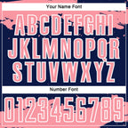 Custom Navy Medium Pink-White Abstract Fragment Art Sublimation Soccer Uniform Jersey