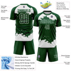Custom Green White Abstract Fragment Art Sublimation Soccer Uniform Jersey