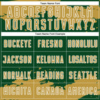 Custom Green Old Gold-White Abstract Fragment Art Sublimation Soccer Uniform Jersey