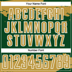 Custom Green Old Gold-White Abstract Fragment Art Sublimation Soccer Uniform Jersey