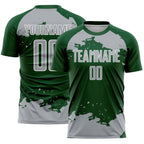 Custom Green Gray-White Abstract Fragment Art Sublimation Soccer Uniform Jersey
