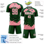 Custom Green Medium Pink-White Abstract Fragment Art Sublimation Soccer Uniform Jersey
