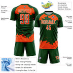 Custom Green Orange-White Abstract Fragment Art Sublimation Soccer Uniform Jersey