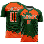 Custom Green Orange-White Abstract Fragment Art Sublimation Soccer Uniform Jersey