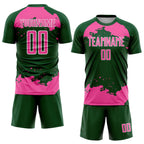 Custom Green Pink-White Abstract Fragment Art Sublimation Soccer Uniform Jersey