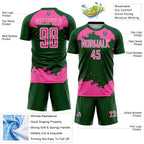Custom Green Pink-White Abstract Fragment Art Sublimation Soccer Uniform Jersey