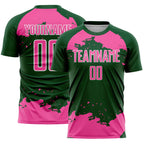 Custom Green Pink-White Abstract Fragment Art Sublimation Soccer Uniform Jersey