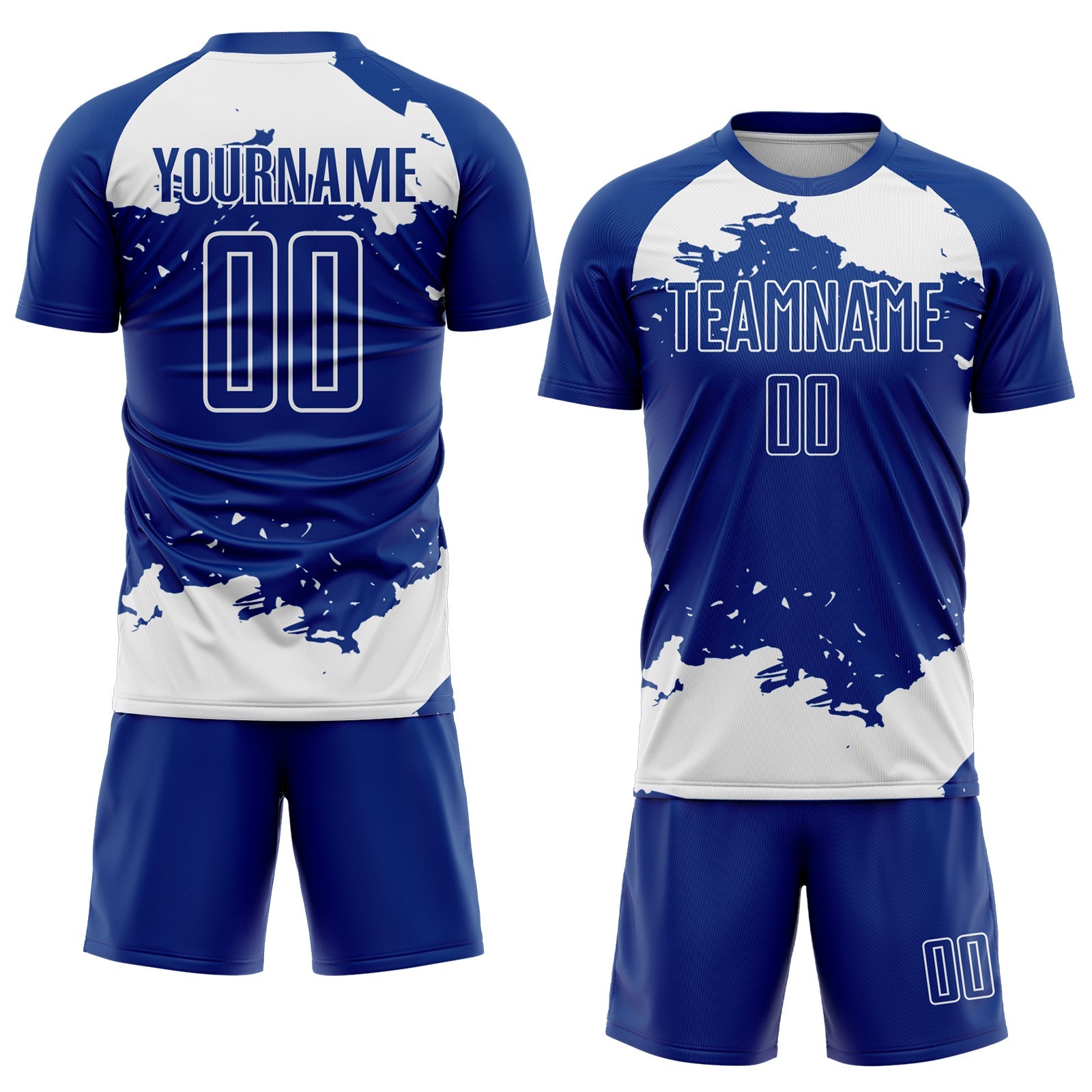 Custom Royal White Abstract Fragment Art Sublimation Soccer Uniform Jersey