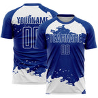 Custom Royal White Abstract Fragment Art Sublimation Soccer Uniform Jersey