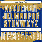 Custom Royal Old Gold-White Abstract Fragment Art Sublimation Soccer Uniform Jersey