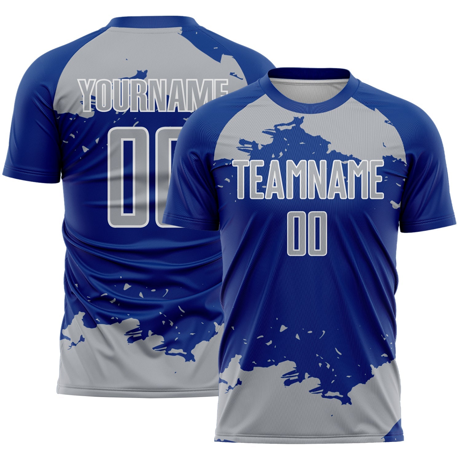 Custom Royal Gray-White Abstract Fragment Art Sublimation Soccer Uniform Jersey