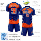 Custom Royal Orange-White Abstract Fragment Art Sublimation Soccer Uniform Jersey