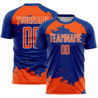 Custom Royal Orange-White Abstract Fragment Art Sublimation Soccer Uniform Jersey
