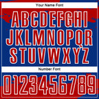 Custom Royal Red-White Abstract Fragment Art Sublimation Soccer Uniform Jersey