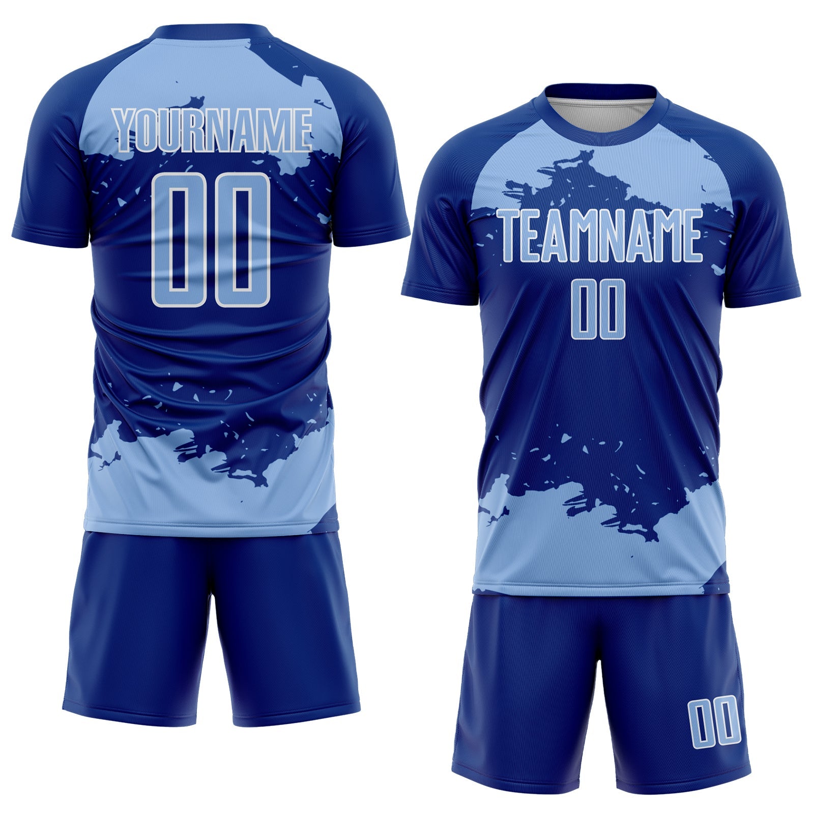 Custom Royal Light Blue-White Abstract Fragment Art Sublimation Soccer Uniform Jersey