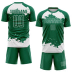 Custom Kelly Green White Abstract Fragment Art Sublimation Soccer Uniform Jersey