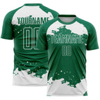 Custom Kelly Green White Abstract Fragment Art Sublimation Soccer Uniform Jersey