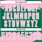 Custom Kelly Green Light Pink-White Abstract Fragment Art Sublimation Soccer Uniform Jersey