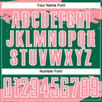 Custom Kelly Green Medium Pink-White Abstract Fragment Art Sublimation Soccer Uniform Jersey