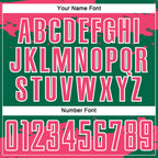 Custom Kelly Green Neon Pink-White Abstract Fragment Art Sublimation Soccer Uniform Jersey
