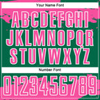 Custom Kelly Green Pink-White Abstract Fragment Art Sublimation Soccer Uniform Jersey