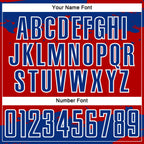 Custom Red Royal-White Abstract Fragment Art Sublimation Soccer Uniform Jersey