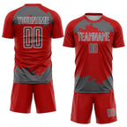 Custom Red Steel Gray-White Abstract Fragment Art Sublimation Soccer Uniform Jersey