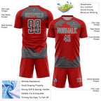 Custom Red Steel Gray-White Abstract Fragment Art Sublimation Soccer Uniform Jersey