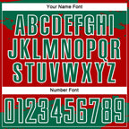 Custom Red Kelly Green-White Abstract Fragment Art Sublimation Soccer Uniform Jersey