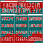 Custom Teal Red-White Abstract Fragment Art Sublimation Soccer Uniform Jersey