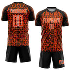 Custom Black Orange-White Geometric Arrow Sublimation Soccer Uniform Jersey