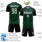 Custom Black White-Kelly Green Geometric Arrow Sublimation Soccer Uniform Jersey