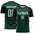 Custom Black White-Kelly Green Geometric Arrow Sublimation Soccer Uniform Jersey
