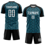 Custom Black White-Panther Blue Geometric Arrow Sublimation Soccer Uniform Jersey