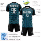 Custom Black White-Panther Blue Geometric Arrow Sublimation Soccer Uniform Jersey