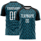 Custom Black White-Panther Blue Geometric Arrow Sublimation Soccer Uniform Jersey