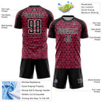 Custom Black Neon Pink-White Geometric Arrow Sublimation Soccer Uniform Jersey