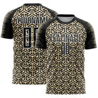 Custom Black Cream-White Geometric Arrow Sublimation Soccer Uniform Jersey