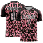 Custom Black Medium Pink-White Geometric Arrow Sublimation Soccer Uniform Jersey