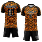 Custom Black Bay Orange-White Geometric Arrow Sublimation Soccer Uniform Jersey
