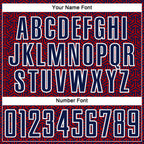 Custom Navy Red-White Geometric Arrow Sublimation Soccer Uniform Jersey