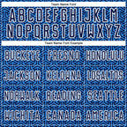 Custom Navy Powder Blue-White Geometric Arrow Sublimation Soccer Uniform Jersey